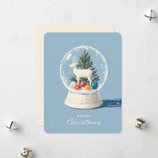 Sneeuwbol in mid-century modern stijl met witte he feestdagenkaart