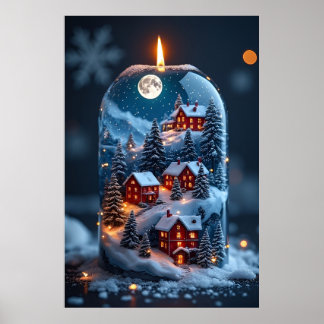 Sneeuwbol Kaars – Kerstmis Sfeer Poster