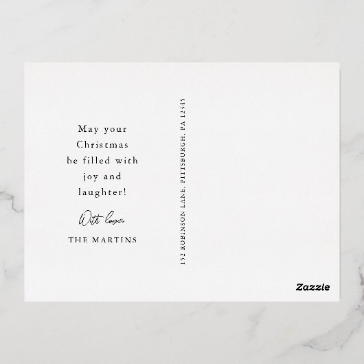 Sneeuwbol Kerst Foto Folie Feestdagen Briefkaart (Achterkant)