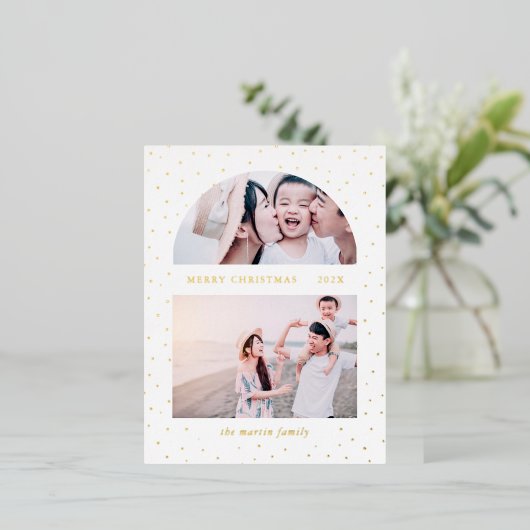 Sneeuwbol Kerst Foto Folie Feestdagen Briefkaart (Staand Voorkant)