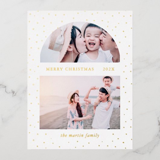 Sneeuwbol Kerst Foto Folie Feestdagen Briefkaart (Voorkant)