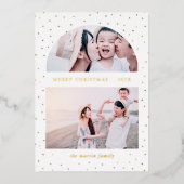 Sneeuwbol Kerst Twee Foto Folie Feestdagenkaart (Voorkant)