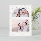 Sneeuwbol Kerst Twee Foto Folie Feestdagenkaart (Staand Voorkant)