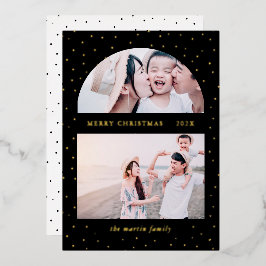 Sneeuwbol Kerst Twee Foto Zwart Folie Feestdagenkaart