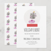 Sneeuwbol Kerstfeest Doodle Boom Uitnodiging (Voorkant / Achterkant)