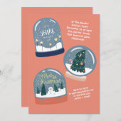 Sneeuwbol Kerstfeest Uitnodiging (Voorkant / Achterkant)