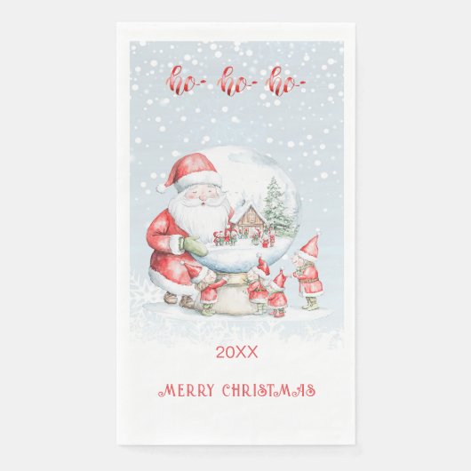 Sneeuwbol Kerstman Elf Kerstmis Servet (Voorkant)