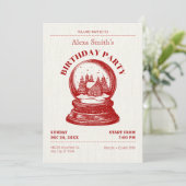  sneeuwbol kerstverjaardag kaart (Staand voorkant)