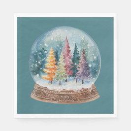 Sneeuwbol Kleurrijk Kerstboom Bos Servet