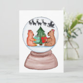 Sneeuwbol met Beren Feestdagenkaart (Staand voorkant)