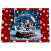 Sneeuwbol met Kerstman en Rendier Groot Cadeauzakje (Voorkant)