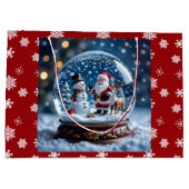 Sneeuwbol met Kerstman en Rendier Groot Cadeauzakje (Achterkant)
