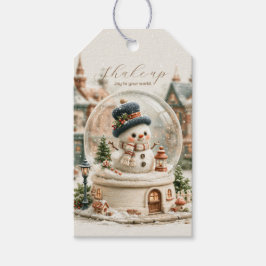 Sneeuwbol met knuffelmannetje cadeaulabel