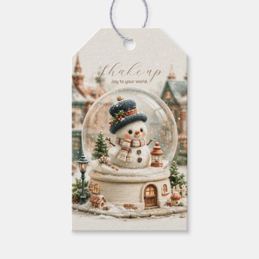 Sneeuwbol met knuffelmannetje cadeaulabel (Voorkant)