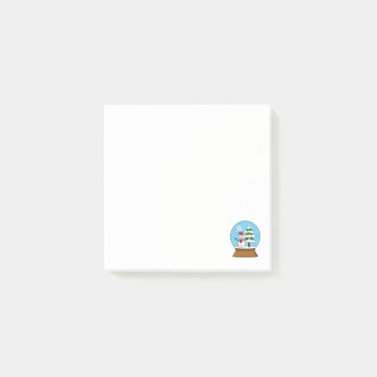 Sneeuwbol met Sneeuwman en Dennenboom Post-it® Notes (Voorkant)