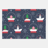 Sneeuwbol met Sneeuwman Kerst Inpakpapier Vel (Voorkant 2)