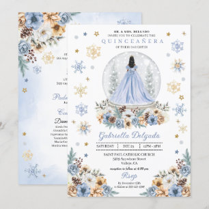 Sneeuwbol Prinses Winter Wonderland Quinceañera Kaart