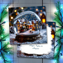 Sneeuwbol Vintage Trein Kerst Persoonlijk Feestdagenkaart