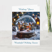 Sneeuwbol Vintage Trein | Prettig eindejaar Feestdagen Kaart (Voorkant)