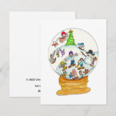 Sneeuwbol Winterpret Feestdagenkaart (Voorkant / Achterkant)