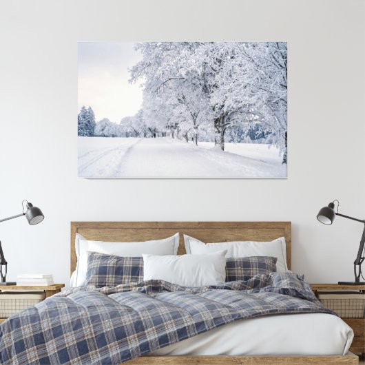 Sneeuwbomen in de winter canvas afdruk (Insitu (Slaapkamer))