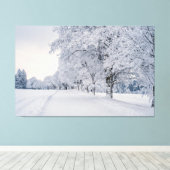 Sneeuwbomen in de winter canvas afdruk (Insitu (Houten vloer))