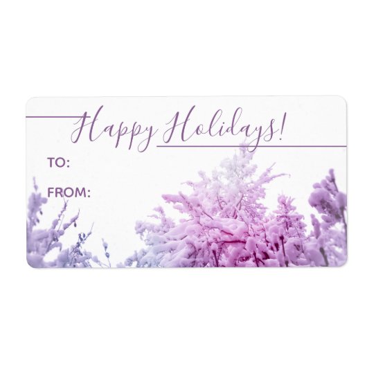 Sneeuwbomen met bruinkttinten etiket (Voorkant)