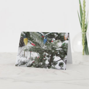 Sneeuwbomen met kerstlampjes feestdagen kaart