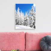 Sneeuwbomen onder duidelijke blauwe hemel canvas afdruk (Insitu (Woonkamer))