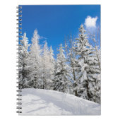 Sneeuwbomen onder een duidelijk blauw sky-notebook notitieboek (Voorkant)
