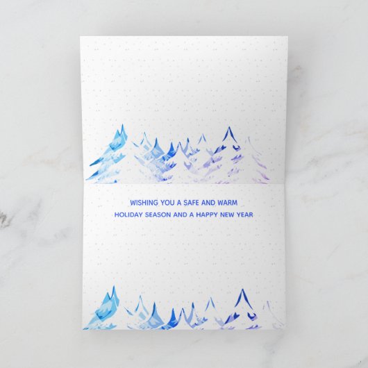Sneeuwbomen Paarse Blauwe Aqua Witte Kerst Feestdagen Kaart (Binnen)