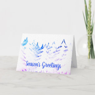 Sneeuwbomen Paarse Blauwe Aqua Witte Kerst Feestdagen Kaart