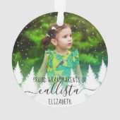 Sneeuwbomen Trotse Grootouders Fotonaam Ornament (achterkant)