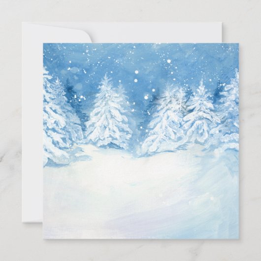 Sneeuwbomen Waterverf bruiloft | Vierkant Kaart (Achterkant)