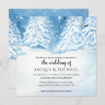 Sneeuwbomen Waterverf bruiloft | Vierkant