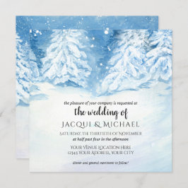 Sneeuwbomen Waterverf bruiloft | Vierkant Kaart