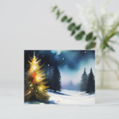 Sneeuwbomen winterlandschap schilderen briefkaart (Staand voorkant)