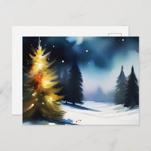 Sneeuwbomen winterlandschap schilderen briefkaart (Voorkant / Achterkant)