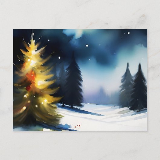 Sneeuwbomen winterlandschap schilderen briefkaart (Voorkant)