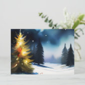 Sneeuwbomen winterlandschap schilderen feestdagenkaart (Staand voorkant)