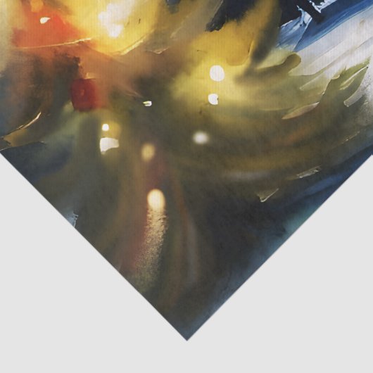 Sneeuwbomen winterlandschap schilderen tissuepapier (Detail)