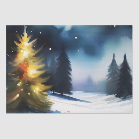 Sneeuwbomen winterlandschap schilderen tissuepapier (Voorkant)