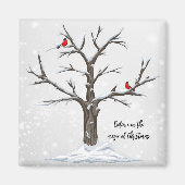 Sneeuwboom en rode vogels Kerstmis Magneet (Voorkant)