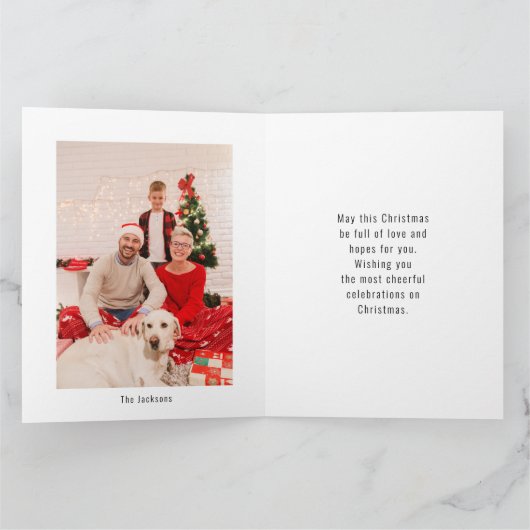 Sneeuwboom en rode vogels Vrolijk Kerstfeest Kaart (Binnen)