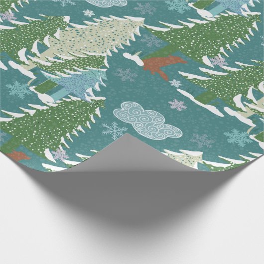 Sneeuwboompjes Rode vos inpakpapier (Hoek)