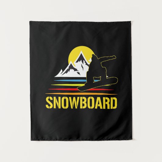 Sneeuwbord Retro Vintage Wandkleed (Voorkant)