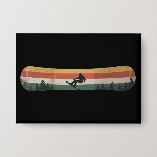 Sneeuwborders Retro Winter Sport Cadeau Button (Voorkant)