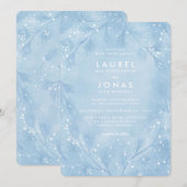 Sneeuwbos Blauwe Winter Trouwkaart Uitnodigingen (Voorkant / Achterkant)