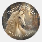 Sneeuwbos Eenhoorn Betoverde Pony Sepia Antiek Ronde Sticker (Voorkant)