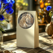 Sneeuwbos Eenhoorn Betoverde Pony Sepia Antiek Ronde Sticker